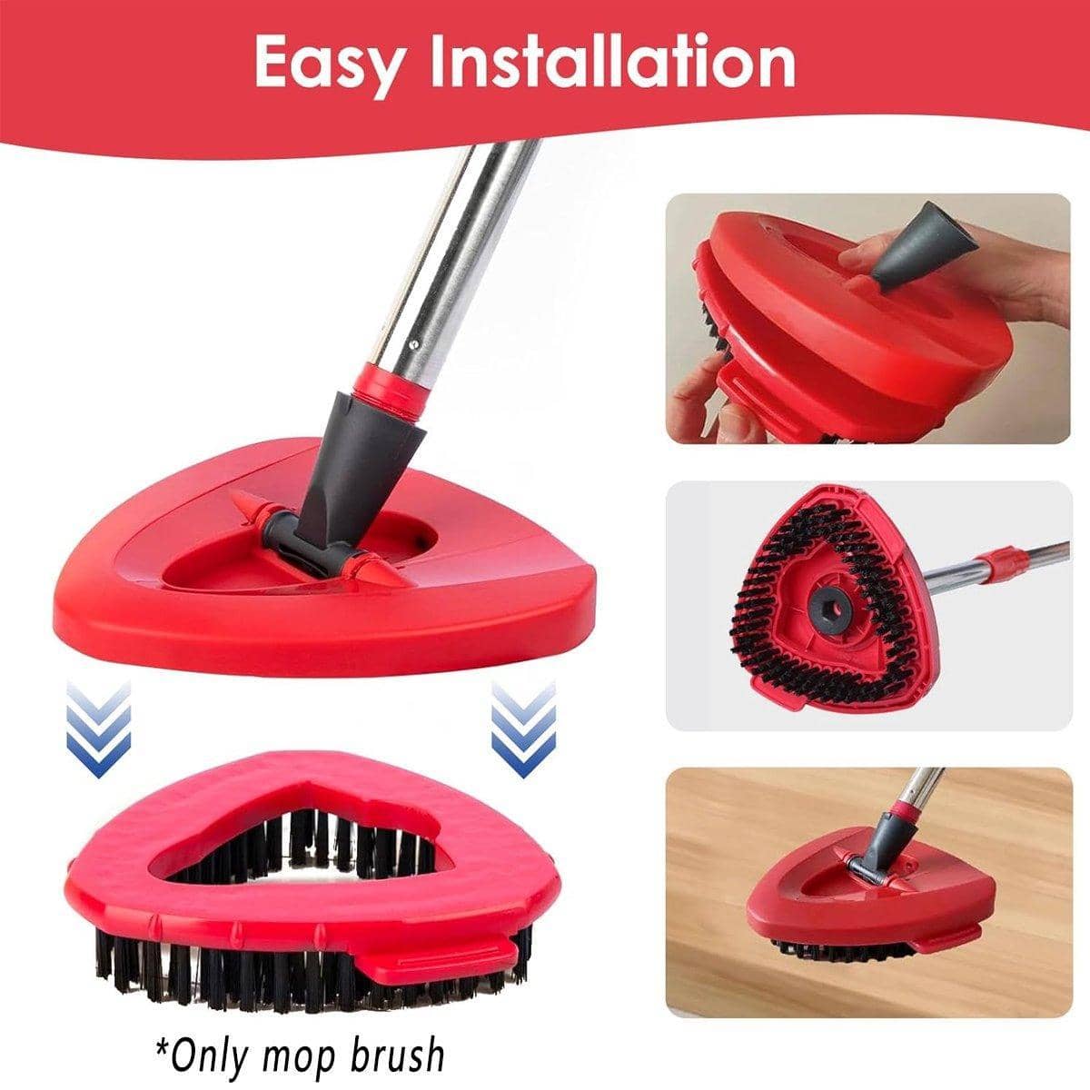 Triangle Rotating Mop Head Replacement Brush, Pack of 2 - Red - view 5
