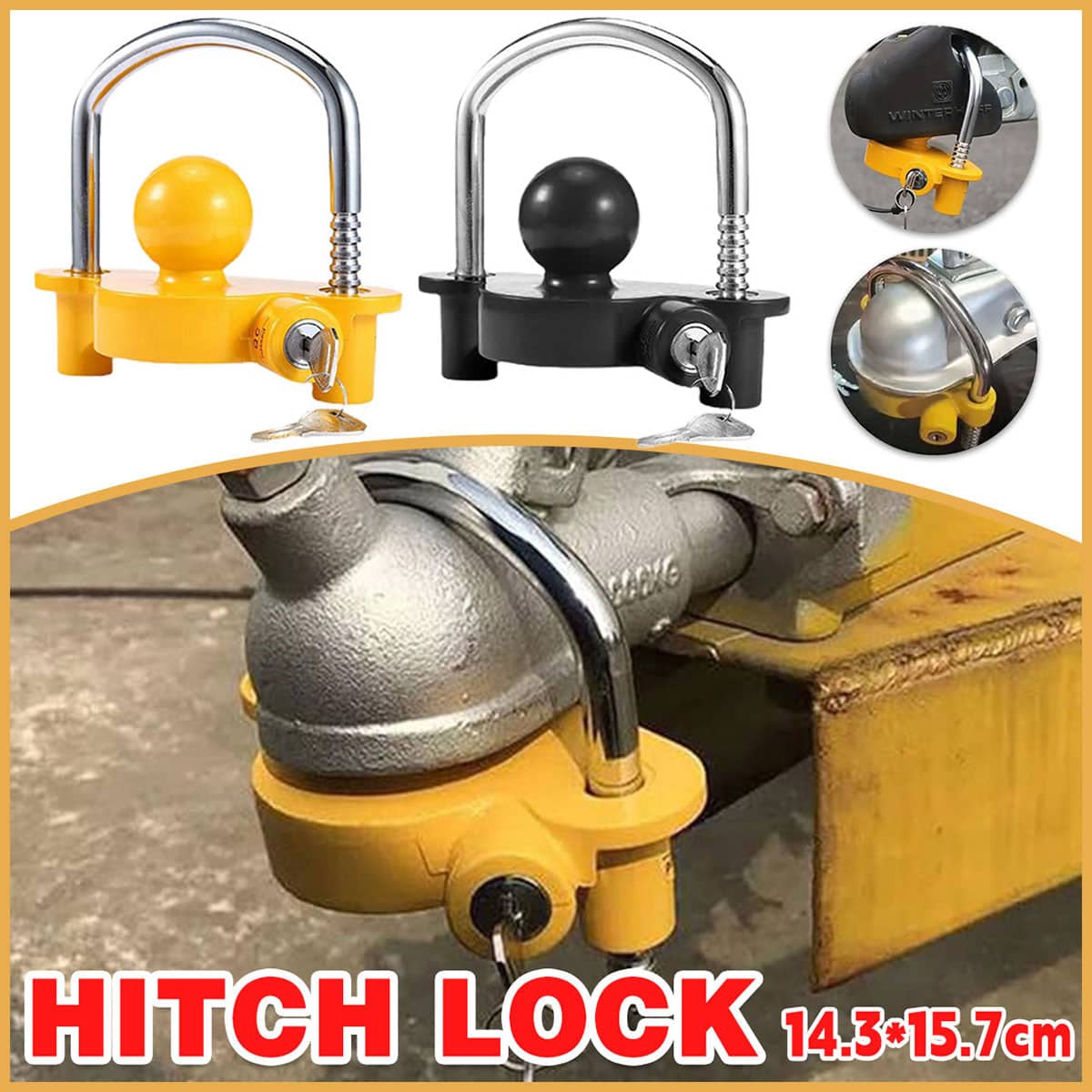 Turnbuckle Trailer Hitch Lock Anti Theft Adjustable U Ball Cover - Black - view 2