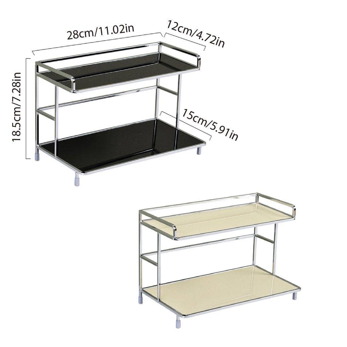 Two-Tier Iron Storage Rack for Kitchen, Bathroom or Desk - Black - view 4