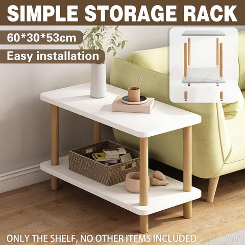 Two Tier Sofa Side Table and Coffee Table Storage Rack for Living Room