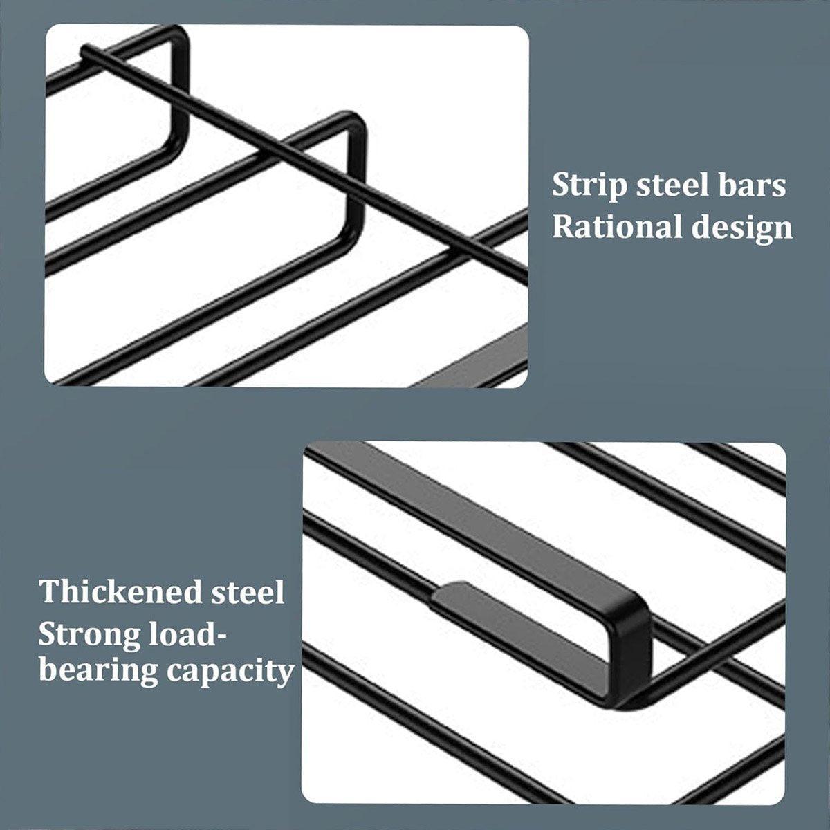 Two-Tier Stainless Steel Kitchen Organiser Rack - Black - view 5