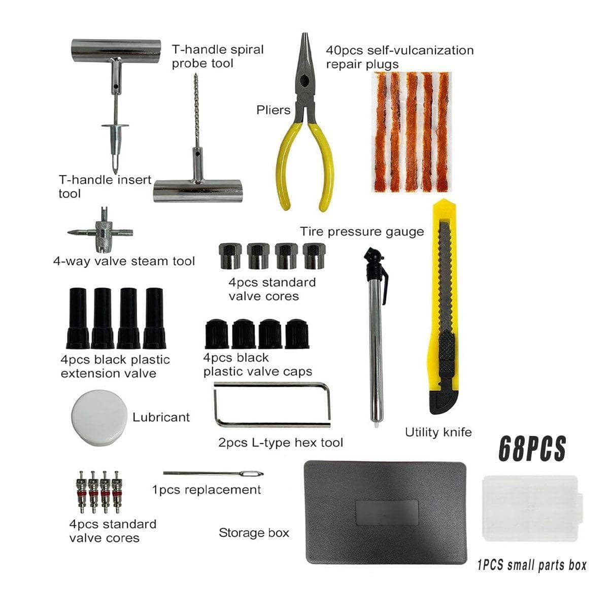 Tyre Puncture Repair Kit, 68 Piece - Heavy Duty 4WD Offroad Set - view 4