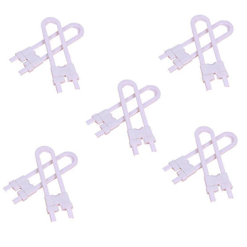 U-Shaped Cabinet Drawer Door Safety Lock, White - Pack of 10