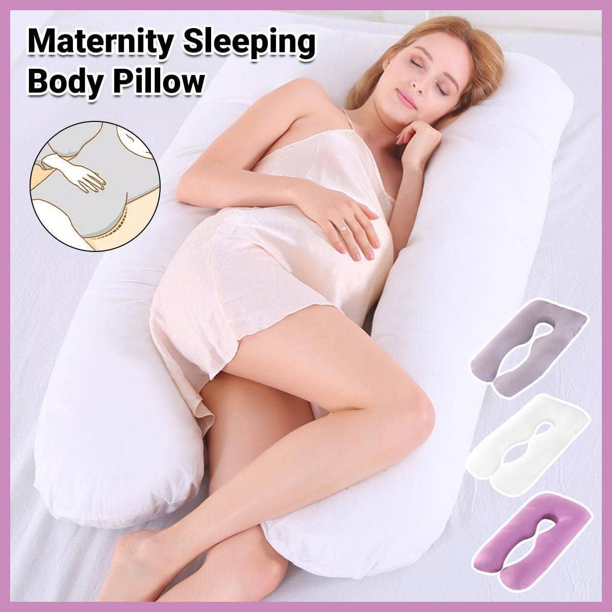 U-Shaped Maternity Pillow with Cotton Cover - Grey - view 2
