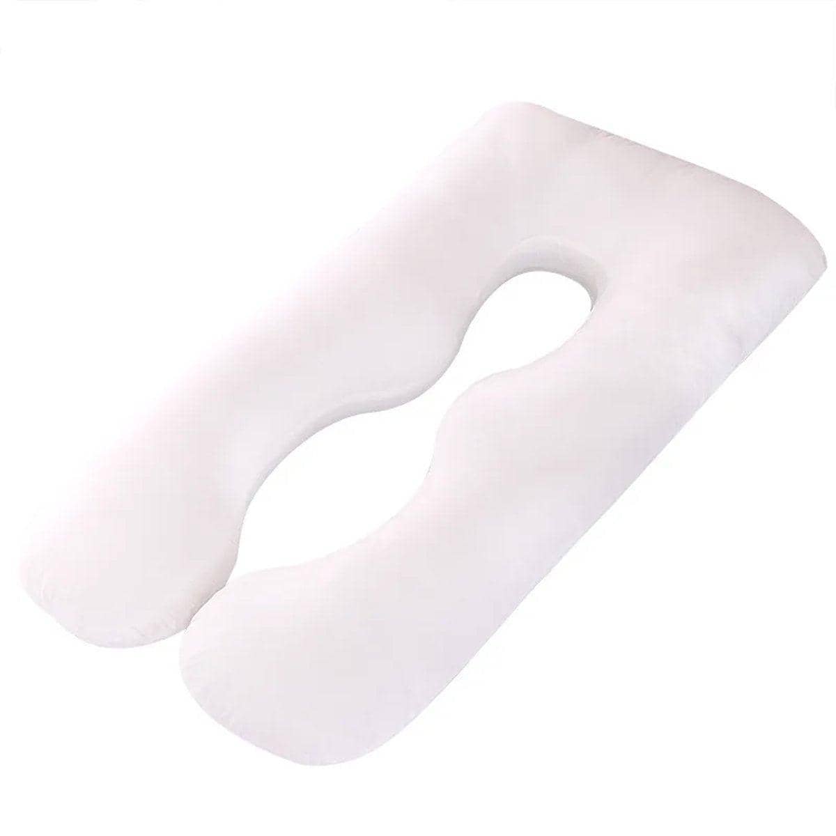 U-Shaped Maternity Pillow with Cotton Cover - White