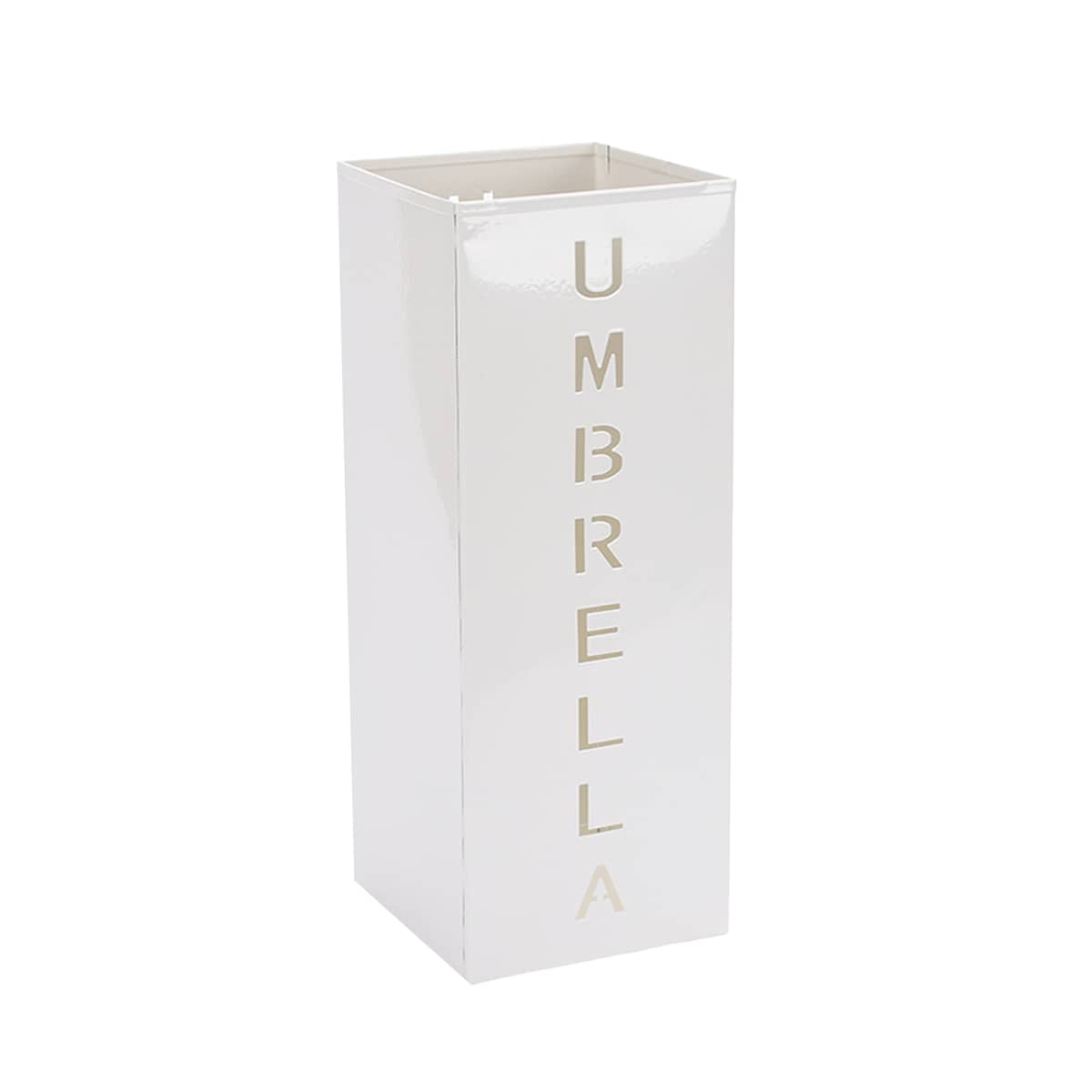 Umbrella Stand Storage Cylinder with Cutout Design - White