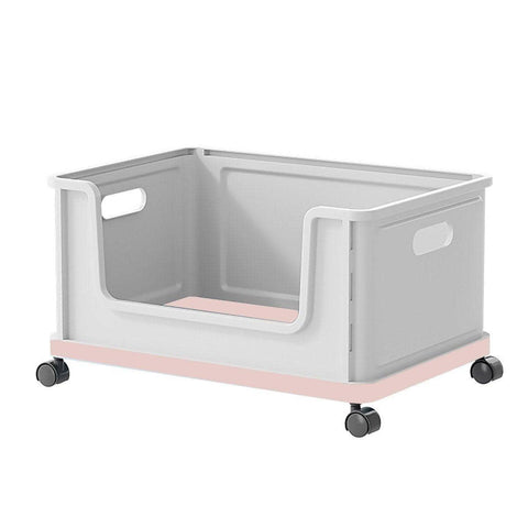 Under Desk Book Storage Box with Wheels - Pink