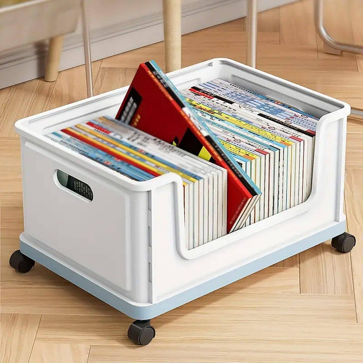 Under Desk Book Storage Box with Wheels - Pink - view 5