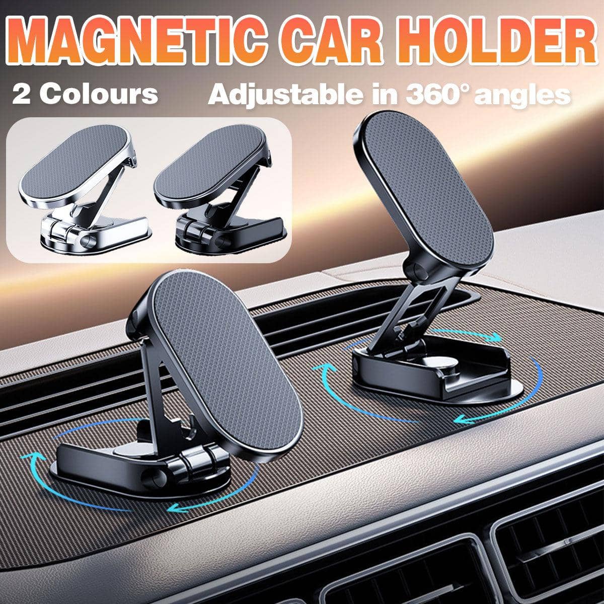 Universal 720 Degree Rotatable Car Phone Holder for Dashboard and Windscreen, Black - view 2