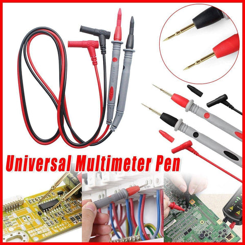 Universal Multimeter Test Lead Set with Gold Plated Probe Tips and Clip