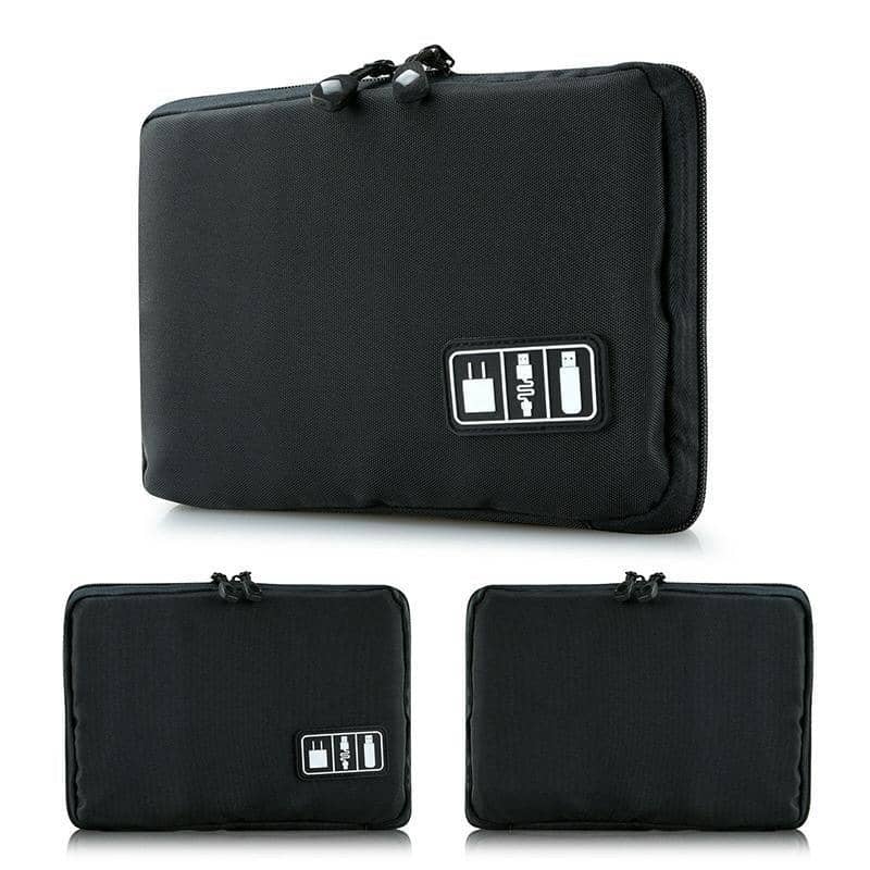 USB Cable Organiser Bag for Travel and Electronics - Black