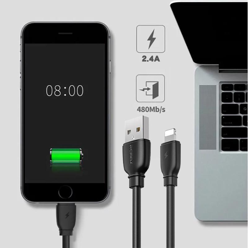 USB Fast Charging Cable 1m 2.4A for iPhone and iPad - White - view 9