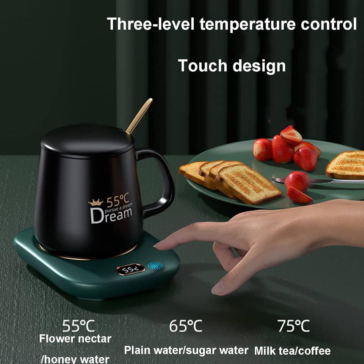 USB Heated Cup Warmer, 3-Speed Adjustable - Green - view 5