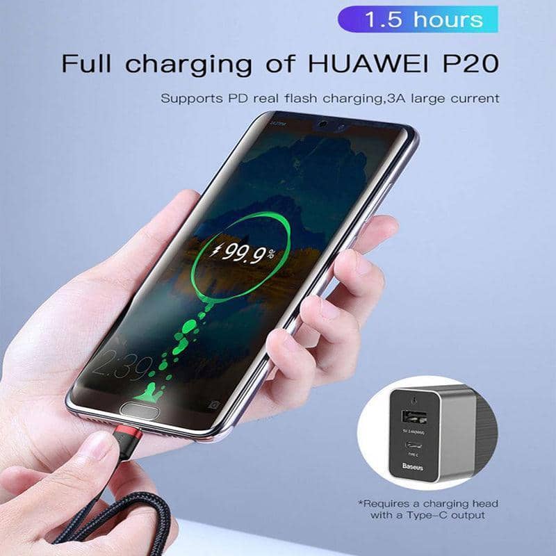 USB to Type-C Braided Fast Charging Cable for Huawei - Black and Grey, 1 m, Pack of 2 - view 4