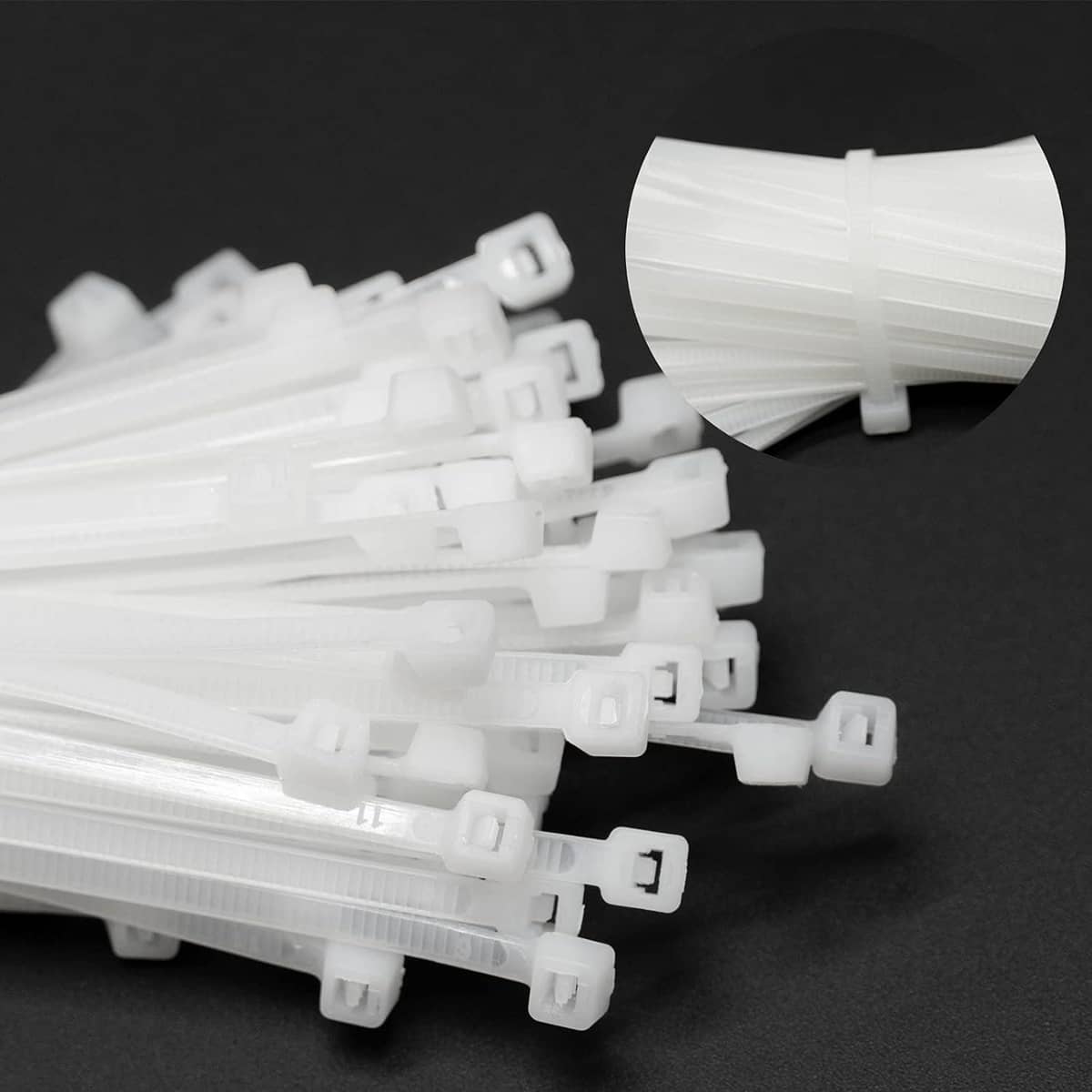 UV Stabilised Nylon Cable Ties (Zip Ties), Pack of 100 - 10 x 400 mm, White - view 5