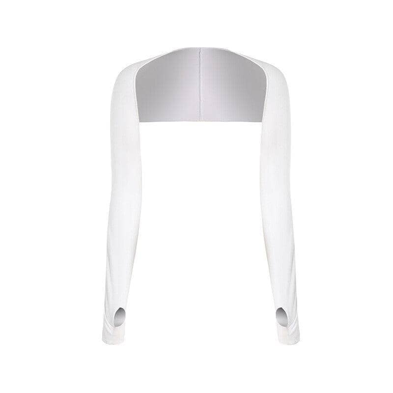 UV Sun Protection Cooling Arm Sleeves with Finger Hole for Women - White