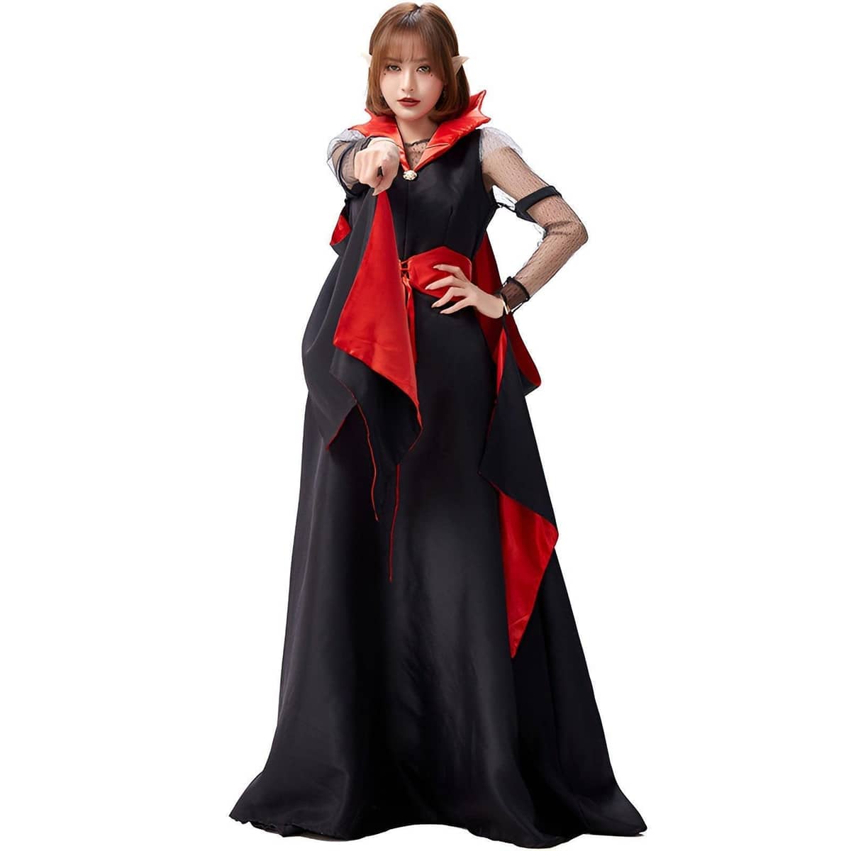 Vampire Queen Halloween Costume Gown, Black and Red - Size L (Bust 94 cm) - view 5
