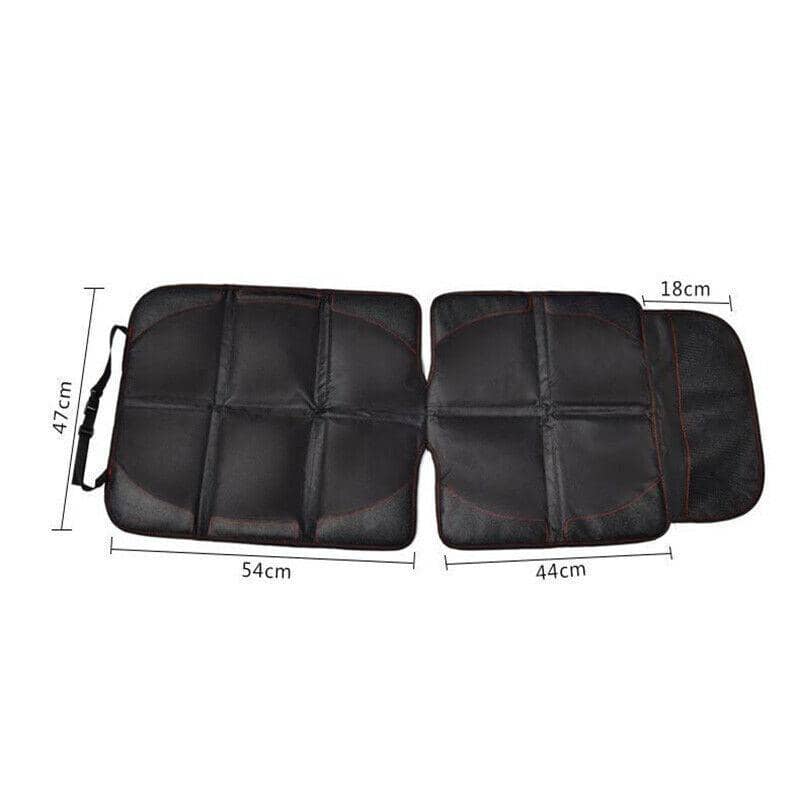 Vehicle Seat Protector Mat with Mesh Storage Pockets - Black with Red Stitching - view 3