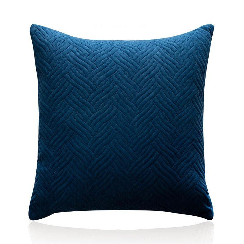 Velvet Cushion Cover 45x45cm Soft Square Pillowcase - Dark Blue