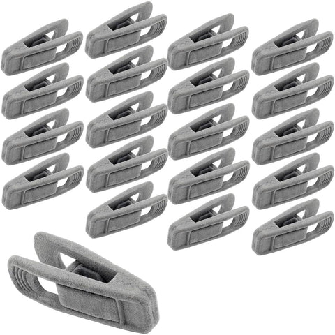 Velvet Flocked Hanger Clips, Pack of 20 - Grey
