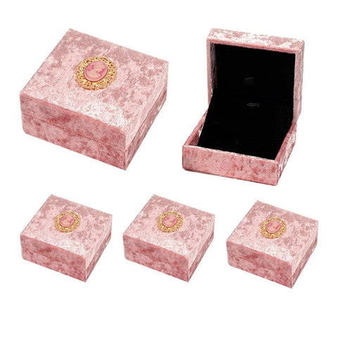 Velvet Jewellery Boxes, Pink Cameo, Pack of 5 - Pendant