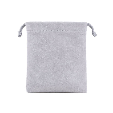 Velvet Jewellery Drawstring Pouches - Grey, Pack of 50