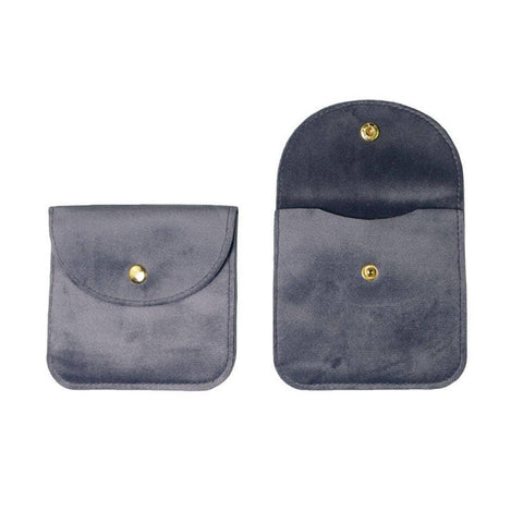 Velvet Jewellery Pouches with Button Closure, Pack of 10 - Grey