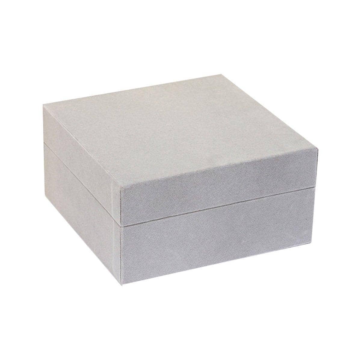 Velvet Wooden Jewellery Box, 20 x 20 x 10.5 cm - Grey