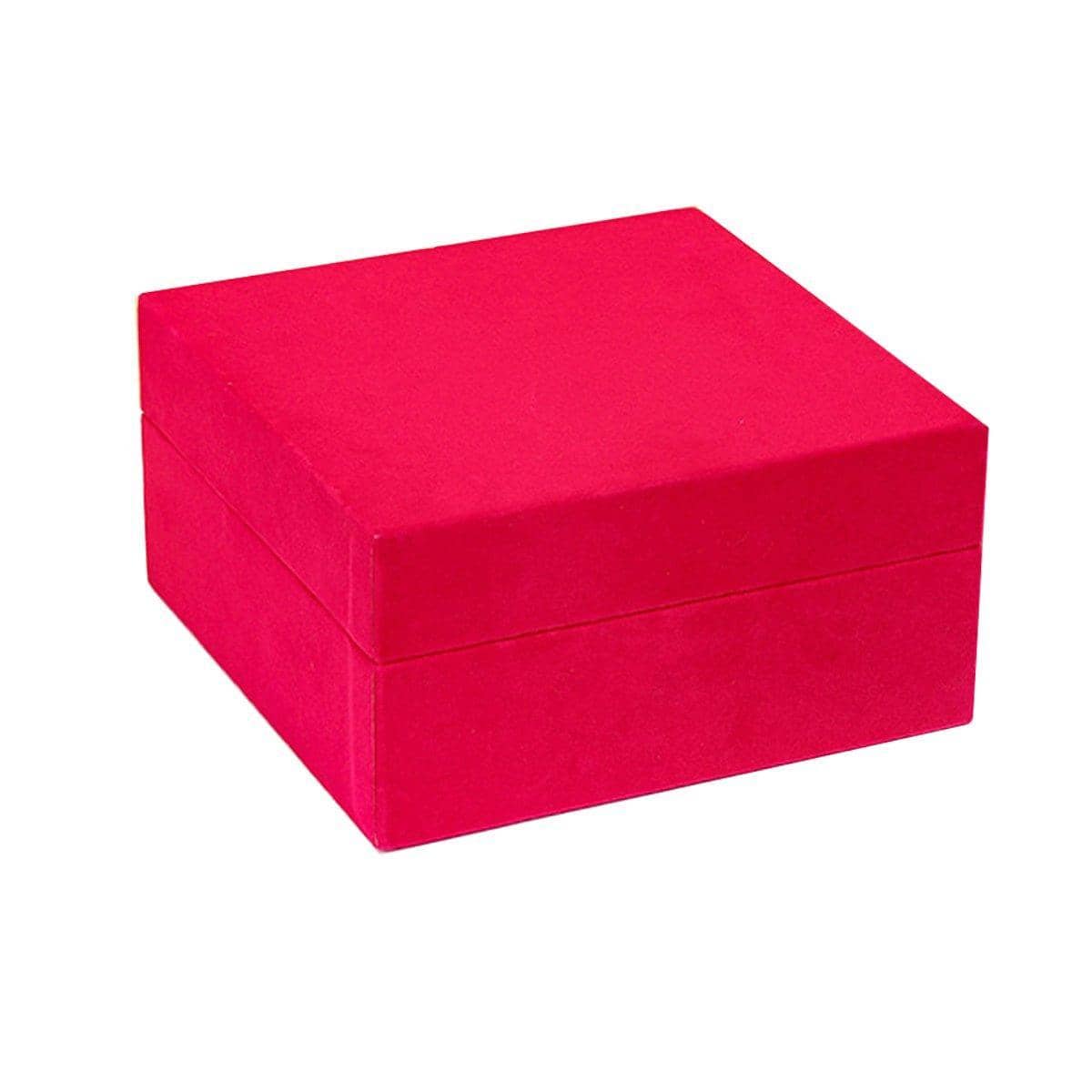 Velvet Wooden Jewellery Box, 20 x 20 x 10.5 cm - Rose Red