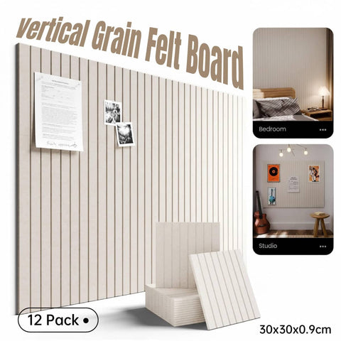 Vertical Grain Felt Board Backdrop for Home Office and Photo Studio, Beige, Pack of 12