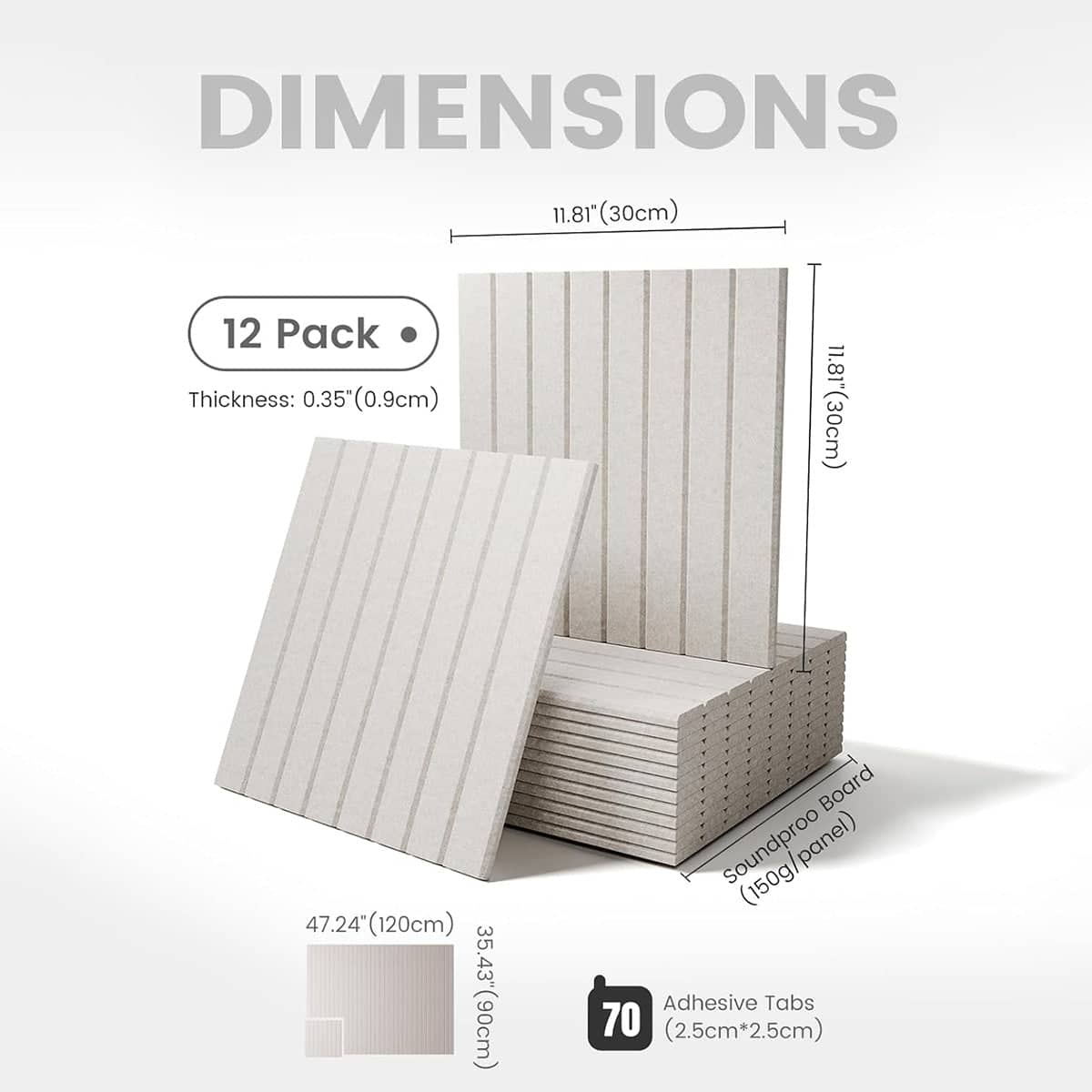 Vertical Grain Felt Board Backdrop for Home Office and Photo Studio, Beige, Pack of 12 - view 3