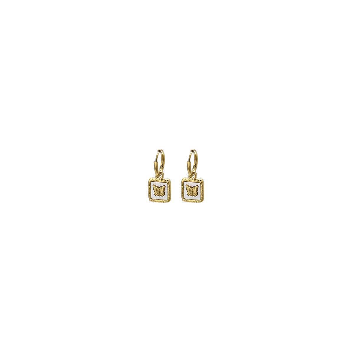 Vintage Butterfly Earrings - Gold-Tone Titanium Steel