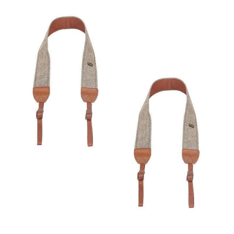 Vintage Camera Shoulder Strap, Cotton and Leather - Brown, Pack of 2