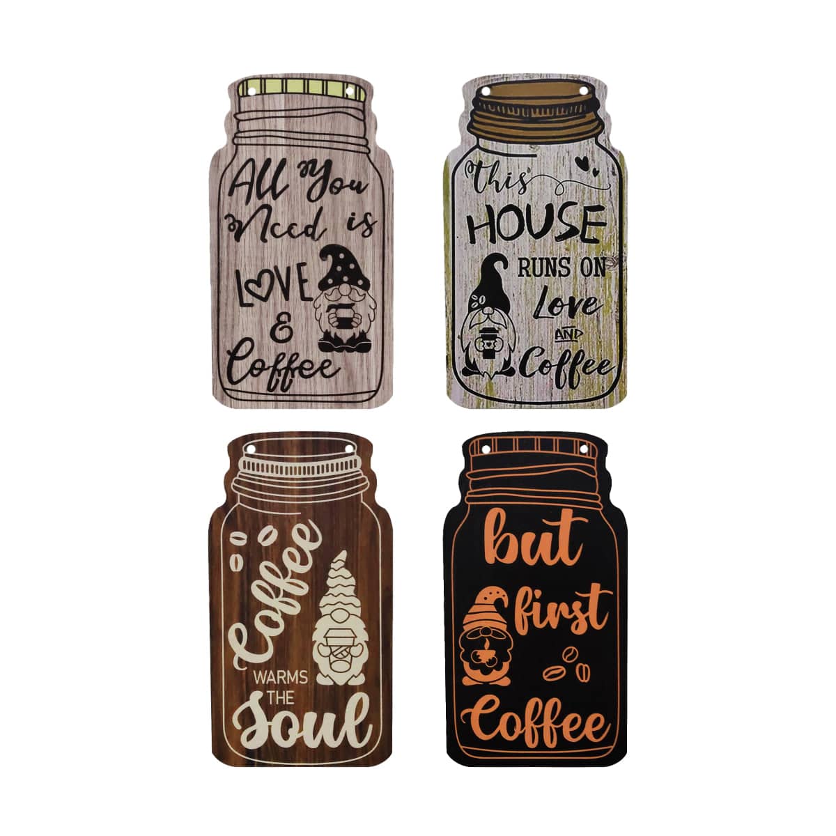 Vintage Coffee Bar Wooden Hanging Wall Signs, Set of 4 for Home - view 2