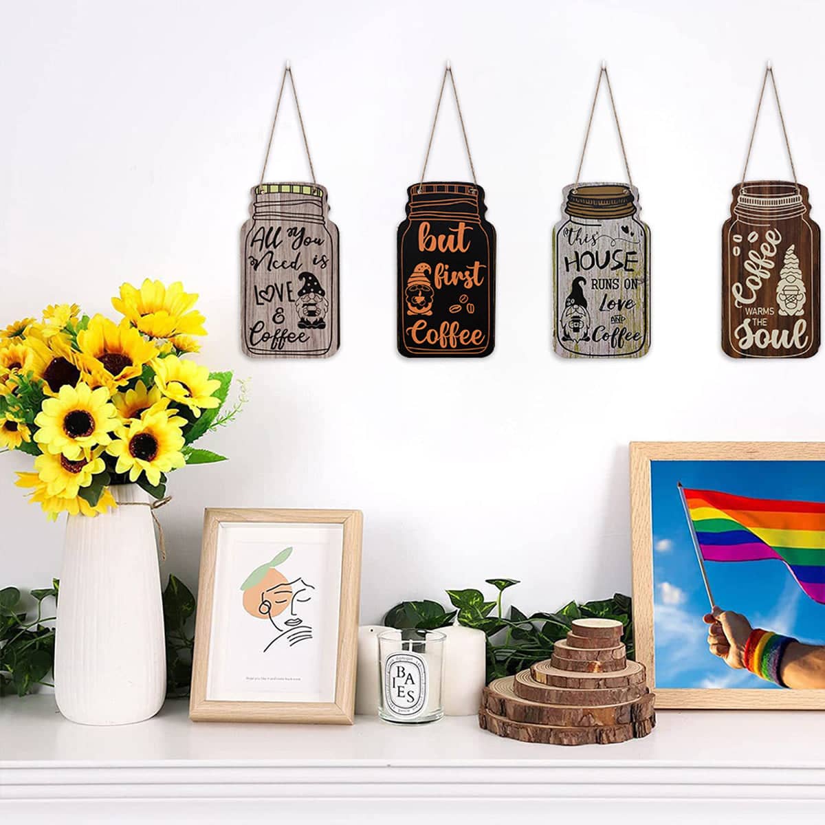 Vintage Coffee Bar Wooden Hanging Wall Signs, Set of 4 for Home - view 4