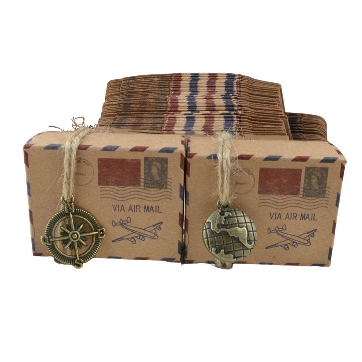 Vintage Kraft Paper Candy Boxes for Weddings, Pack of 50 - Natural Brown - view 3