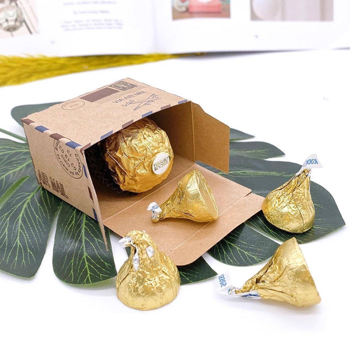 Vintage Kraft Paper Candy Boxes for Weddings, Pack of 50 - Natural Brown - view 5
