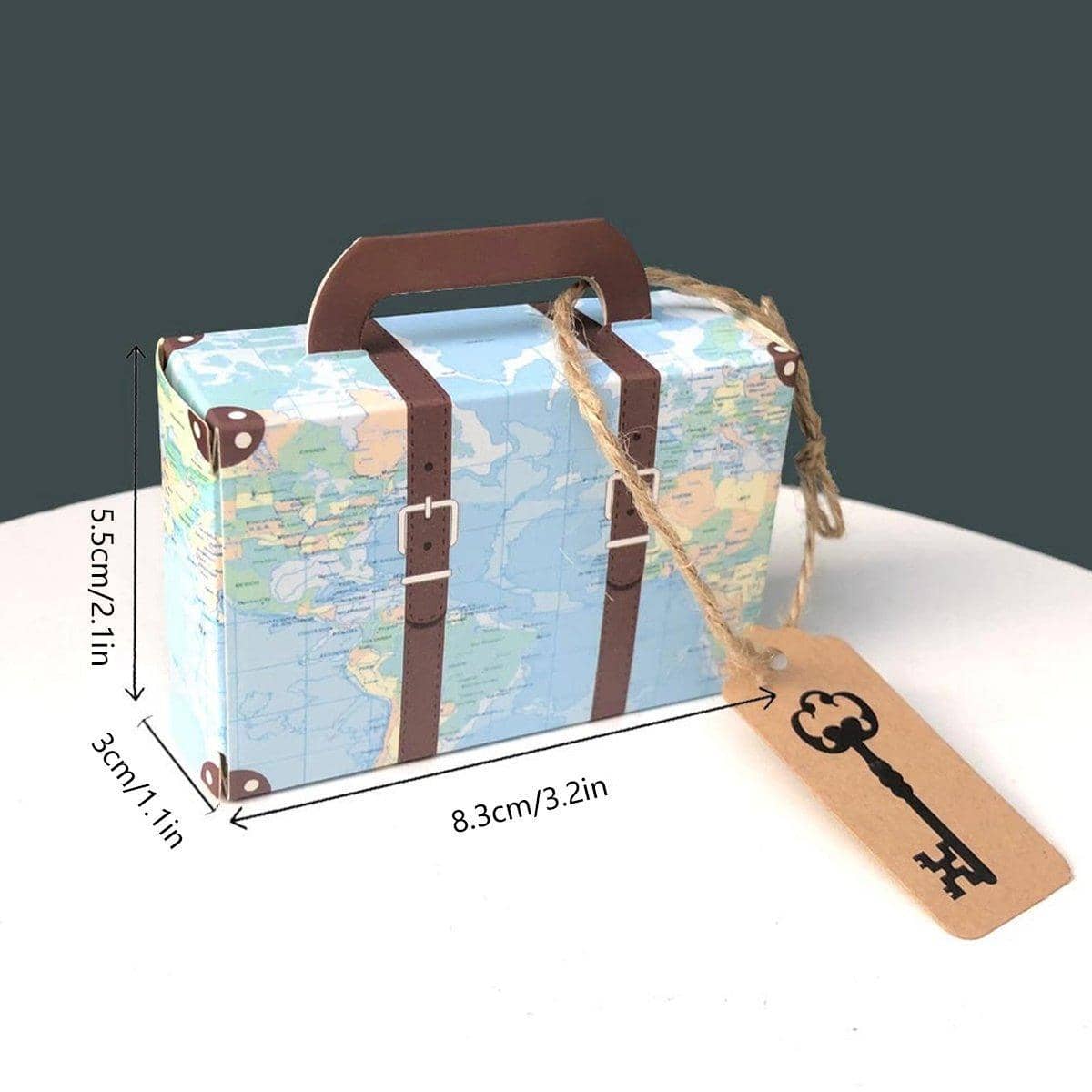 Vintage Travel Map Candy Boxes, Retro Suitcase Design - Yellow, Pack of 50 - view 4