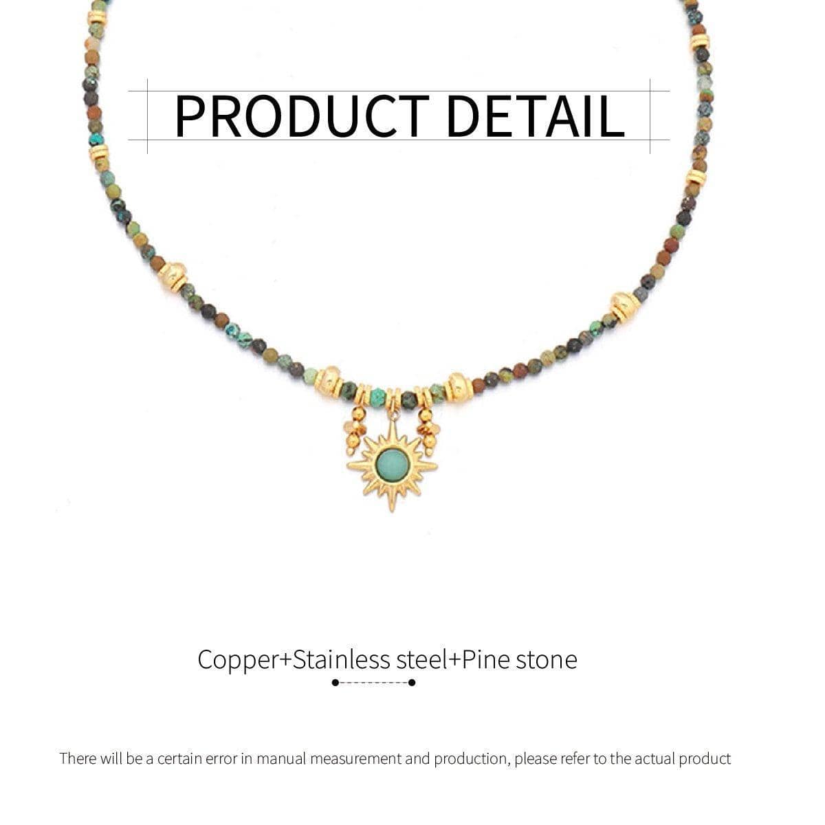 Vintage Turquoise Sun Pendant Beaded Necklace for Women - view 3
