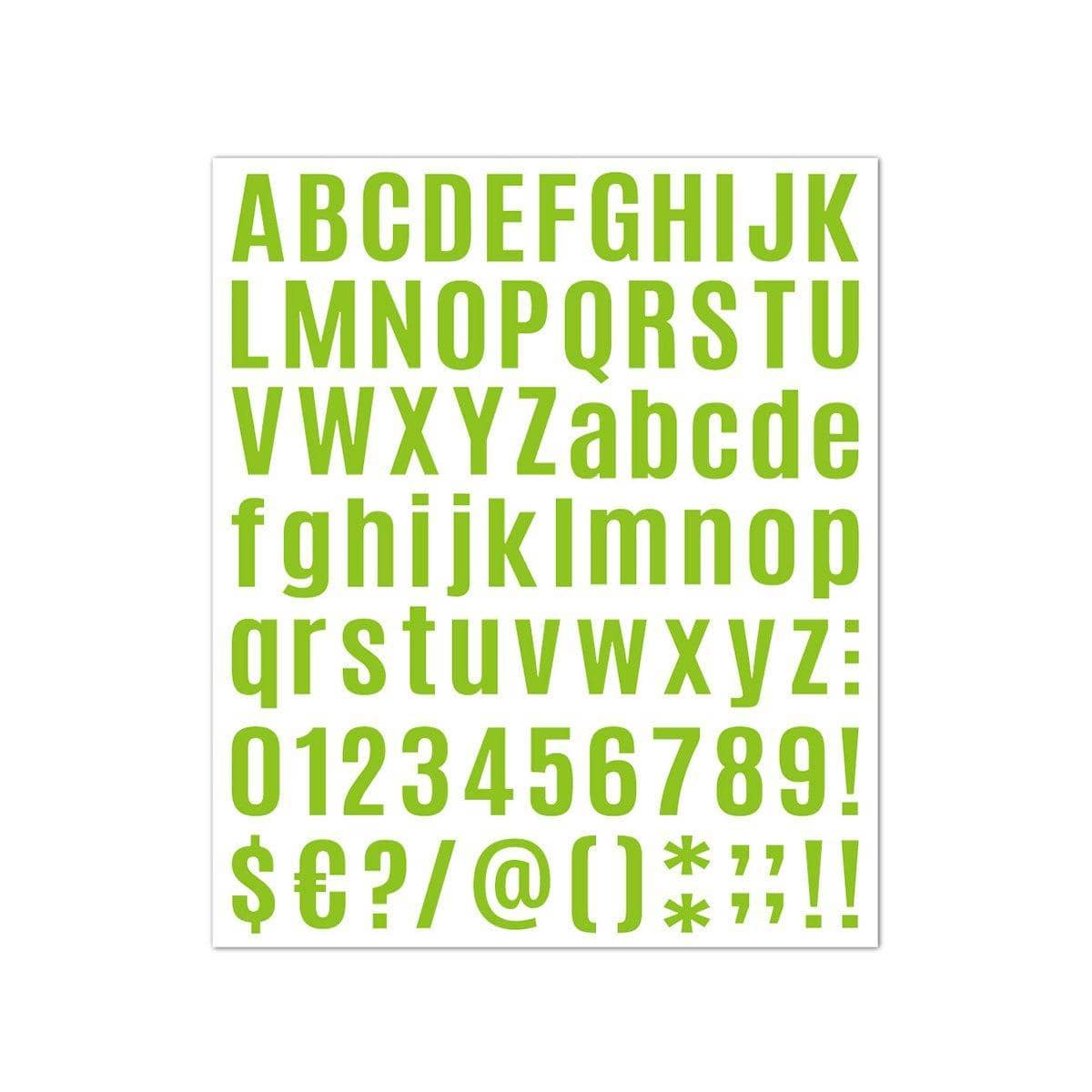 Vinyl Letter and Number Stickers, 10 Sheets - Lime Green