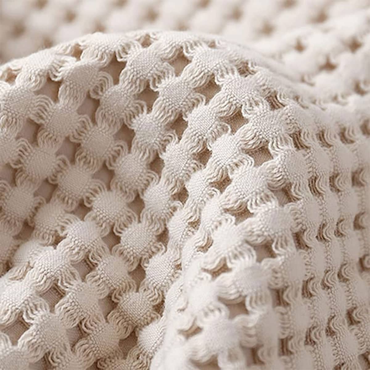 Waffle Sofa Blanket Thin Lightweight Cotton Throw Couch Bed Living Room - Grey, 150 x 200 cm - view 5