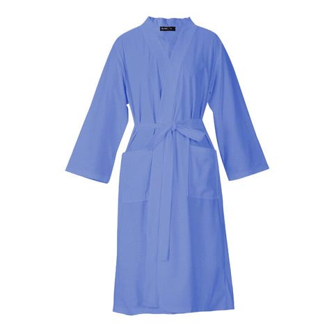 Waffle Spring Summer Couple Bathrobe Men Women Bath Gown Breathable - XXXL, Blue