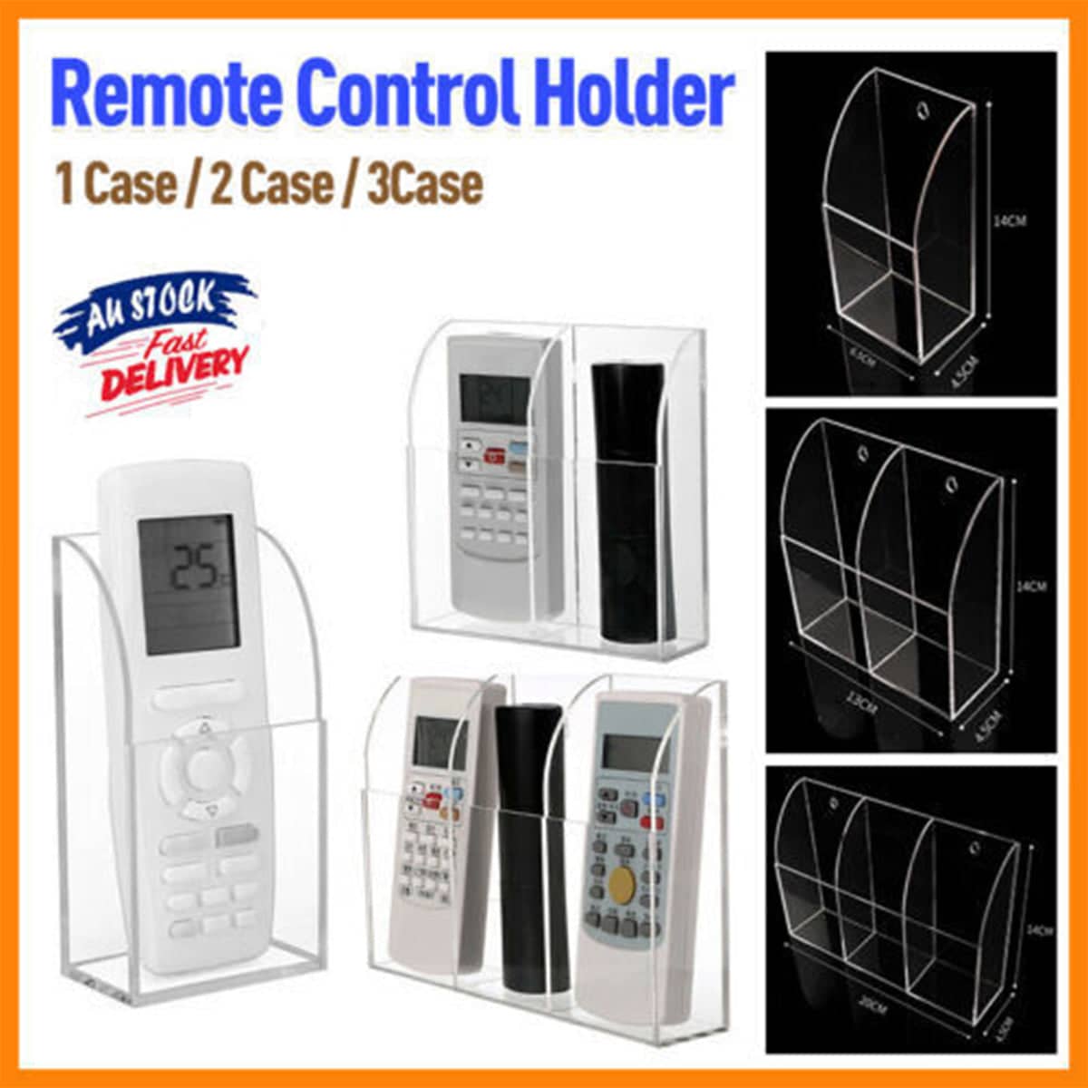Wall Mount Clear Acrylic Remote Control Holder - 1 Case (65 x 45 x 140 mm) - view 2