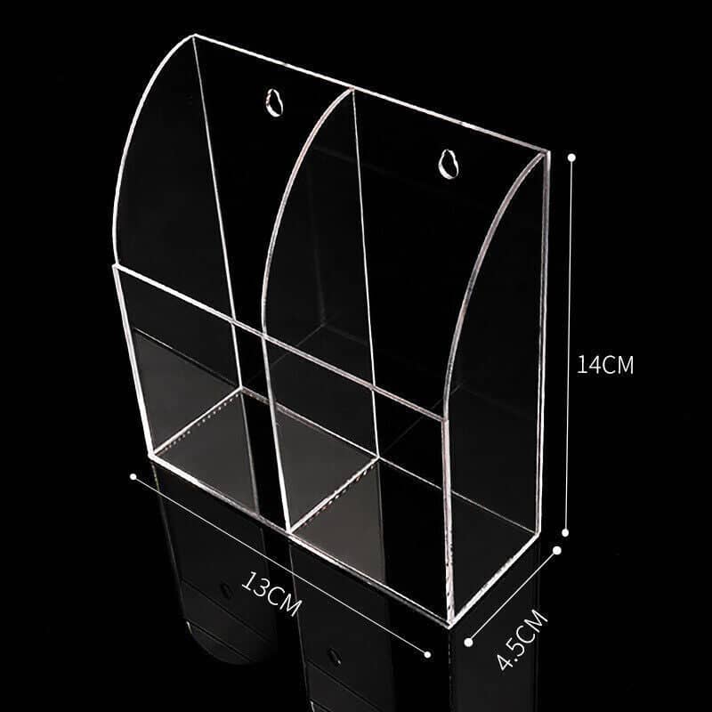 Wall Mount Clear Acrylic Remote Control Holder - 2 Case (130 x 45 x 140 mm)