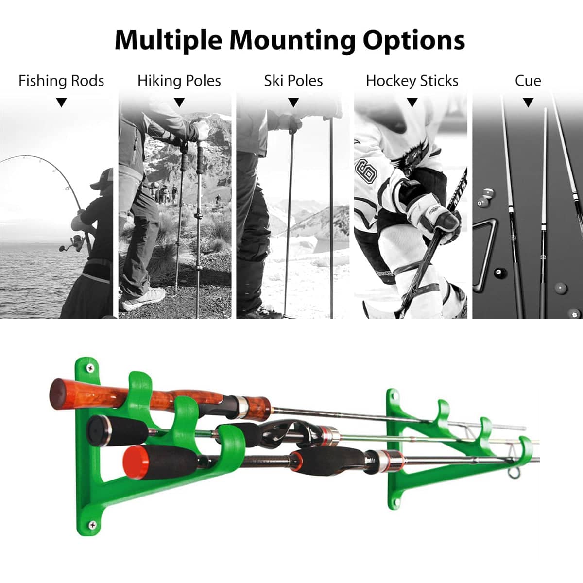 Wall Mount Fishing Rod Holder, 3 Rod Capacity - Orange - view 5