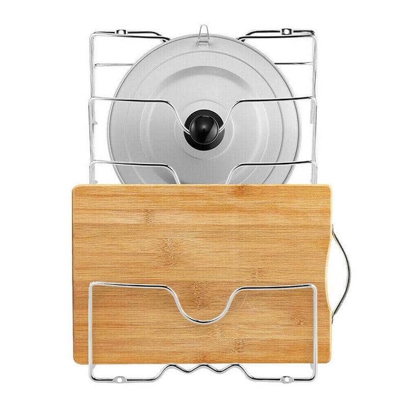 Wall Mount Pan Lid Holder Rack, Chrome Iron Pot Cover Organiser for Kitchen - view 4