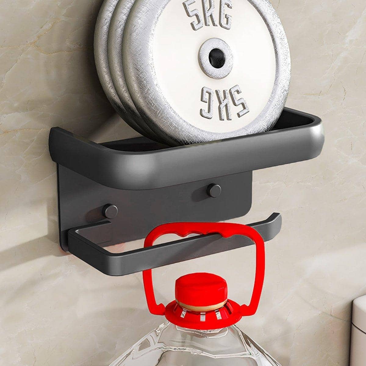 Wall Mounted Bathroom Paper Towel Holder with Top Shelf, Self-Adhesive - view 5