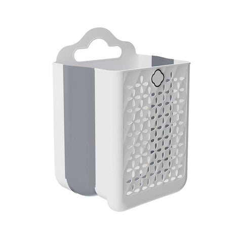 Wall-Mounted Foldable Laundry Basket - White