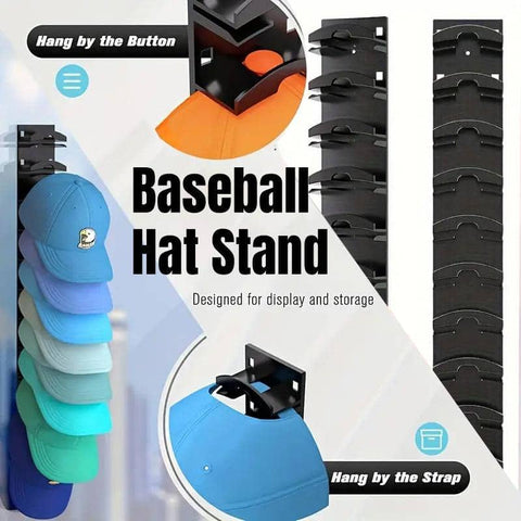 Wall Mounted Hat Storage Rack - Multi Tier Cap Organiser for 16 Hats, Black