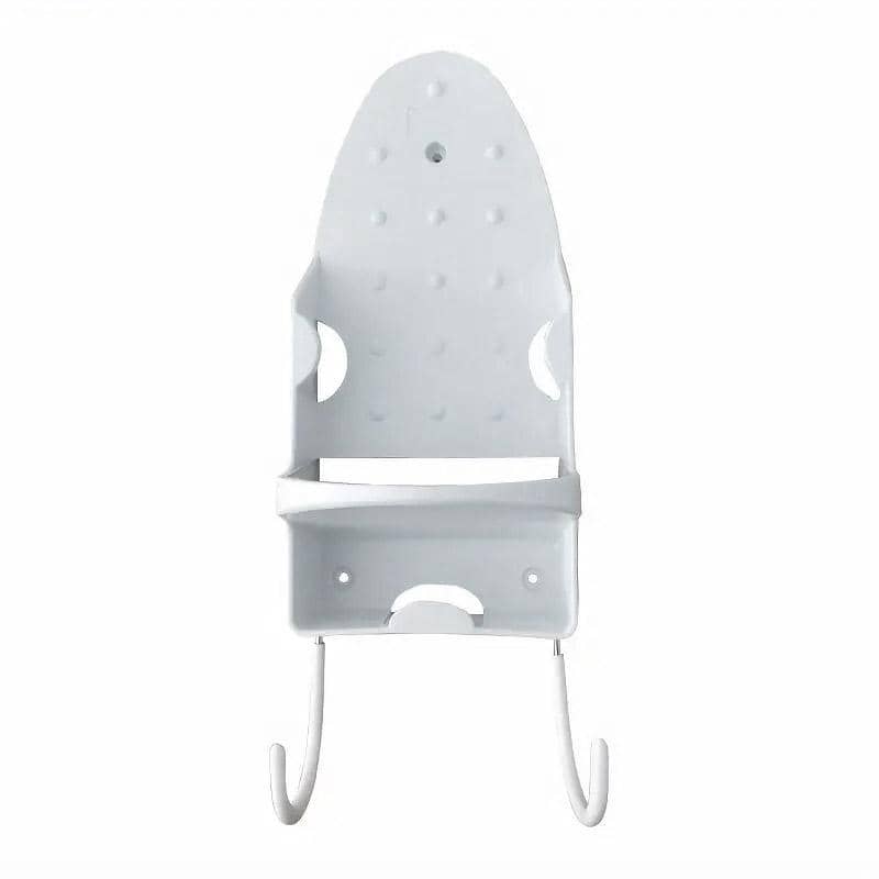 Wall Mounted Iron Holder Rack with Double Hooks for Home Organisation - White